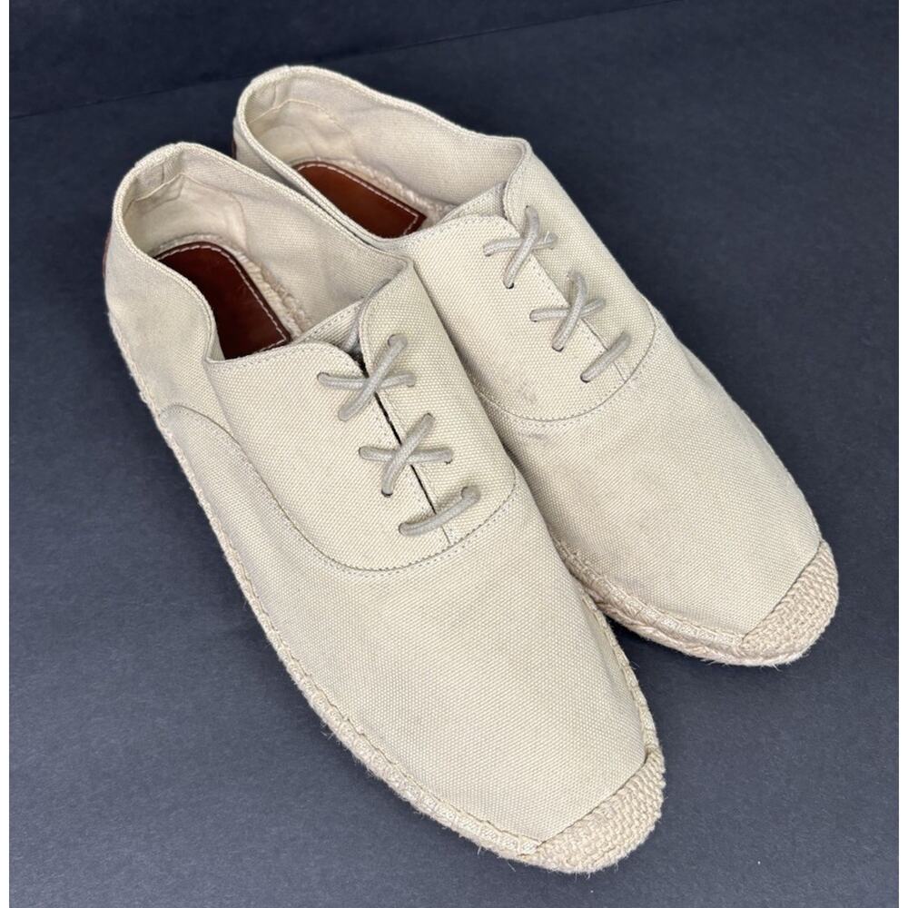 POLO RALPH LAUREN Women’s Canvas Beige Lace Up Espadrille Shoes Sz US 10
